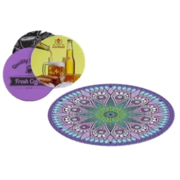 Renkli Baskılı Karton Bardak Altlığı  (1,3 mm )