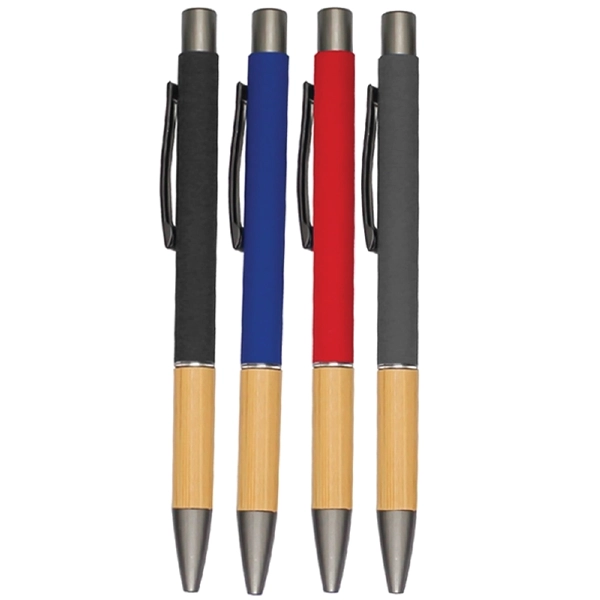 Metal Rubber Tükenmez Kalem Bambu Gövde