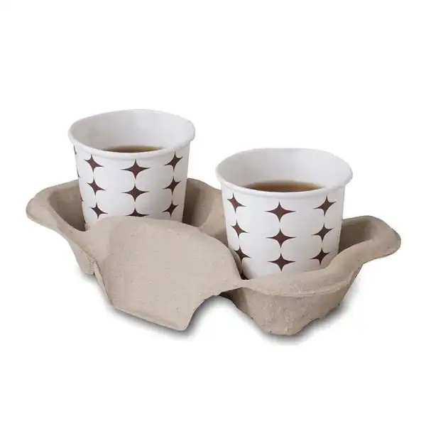 Molded Pulp Cup Carrier 2 Cup Eco Friendly – KBA 2222 2 Molded Pulp Cup Carrier 2 Cup Eco Friendly – KBA 2222 - Image 2